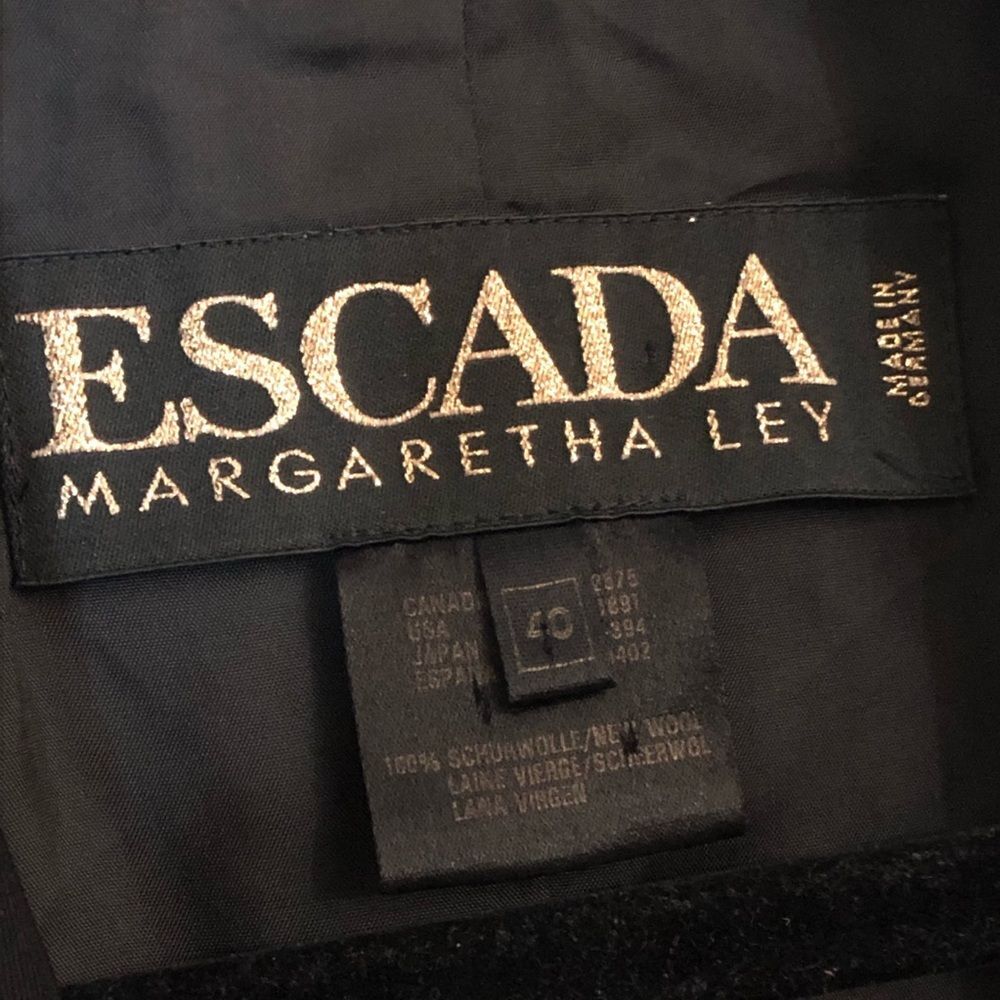 Escada Wool Blazer Black Single Button Womens Lar… - image 3